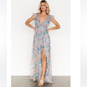 Baltic Born Carmine Maxi Dress | Dusty Blue Floral - Small